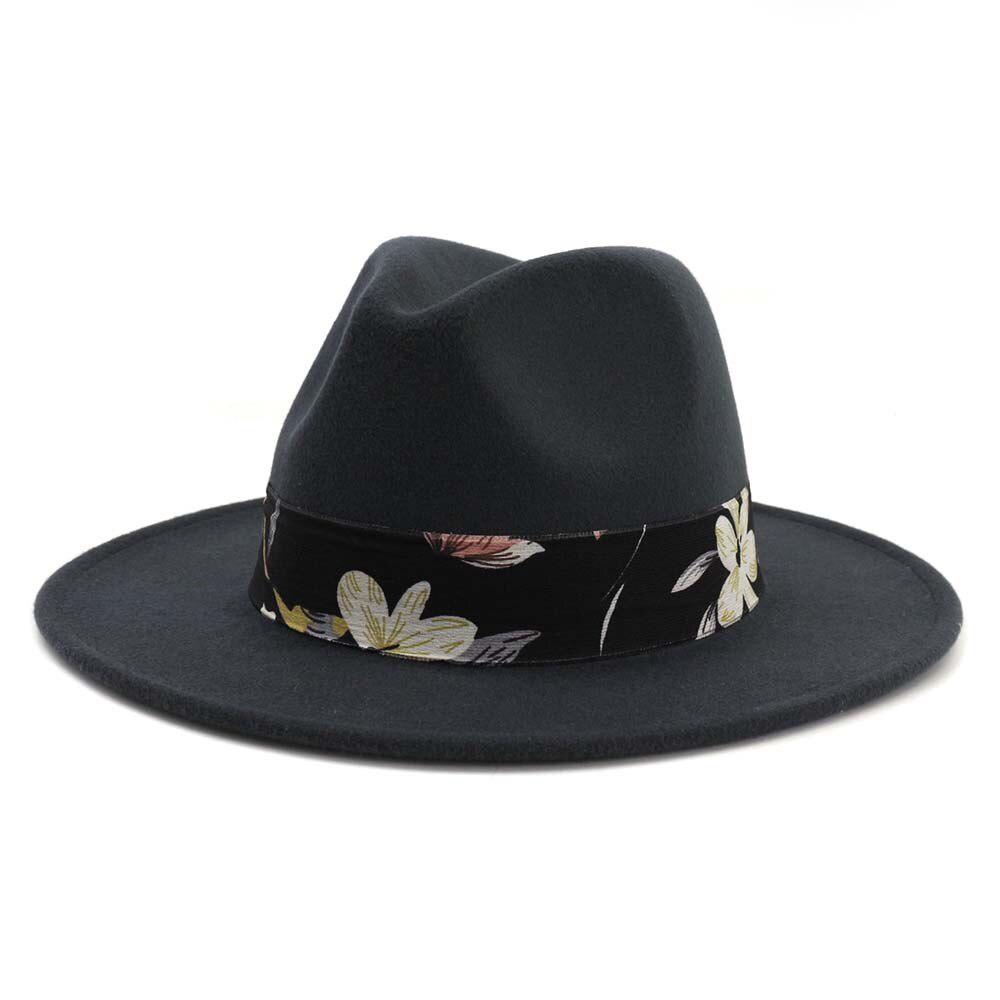 Wide Brim Wool Felt Fedora Panama Hat 