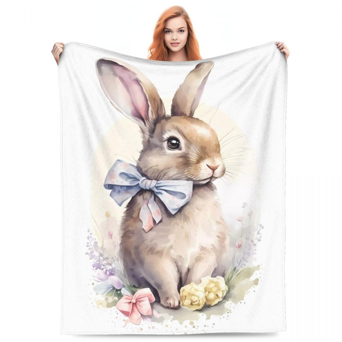 

Easter Rabbit Blankets Cartoon Animal Travel Flannel Bedding Throws Soft Warm Outdoor Design Bedspread Birthday Gift 30x40in