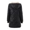 Autumn and winter new, women, loose and plush, hooded, medium to long length, cotton coat, long sleeved jacket, diamond grid, quilted cotton jacket