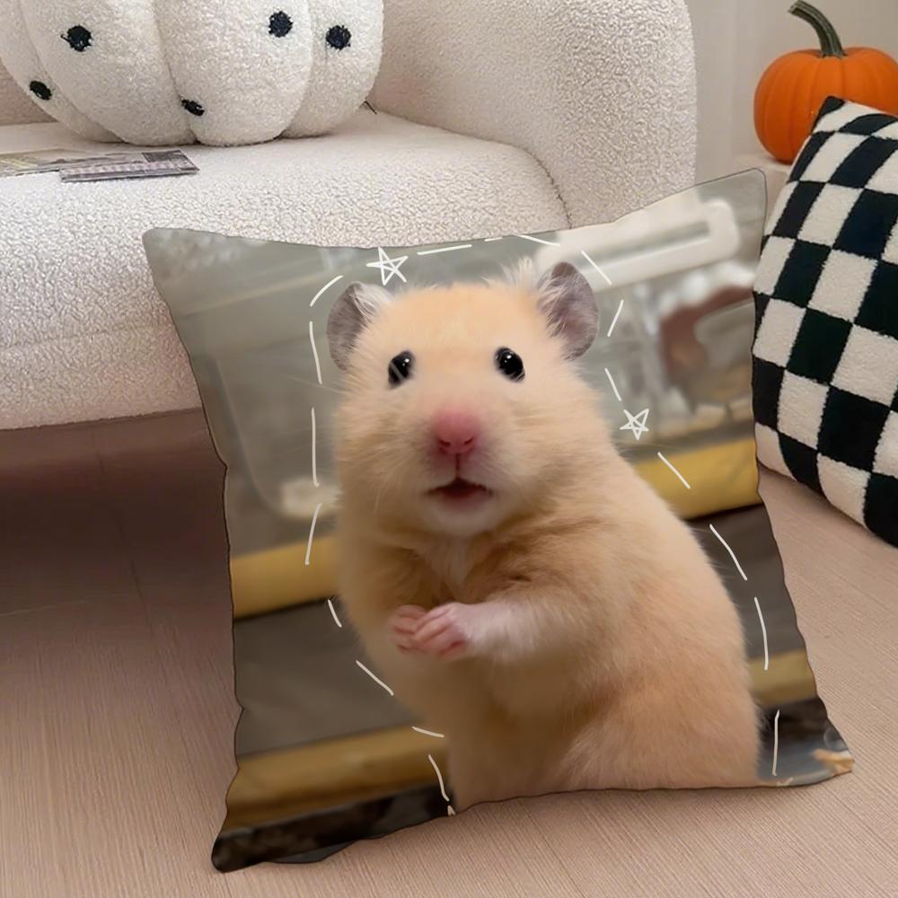 Hilarious Funny Hamster Meme Cute Art Cushion Cover Throw Pillow Cover Hidden Button Durable Polyester Chair Cushion