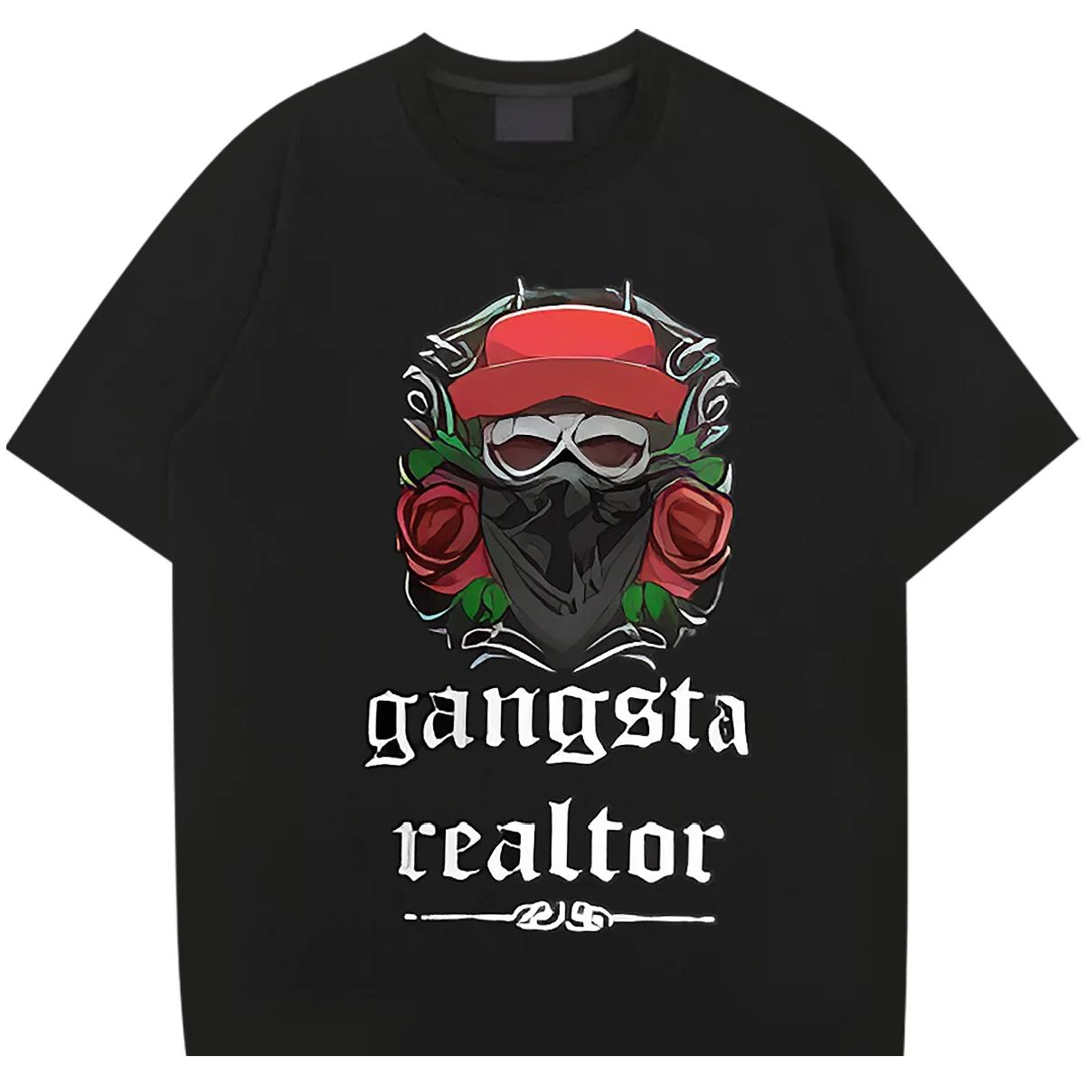 

Ganst Skull O-Neck Big Size Loose T-shirt Harajuku Men s Tee Hip Hop Tees Fashion Style Clothes Comfy Stretchy Shirt XXXXXL