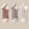 3Pairs Thickened Coral Fleece Socks Patchwork Warm Boat Socks Women Kawaii Floor Plush Socks  Winter