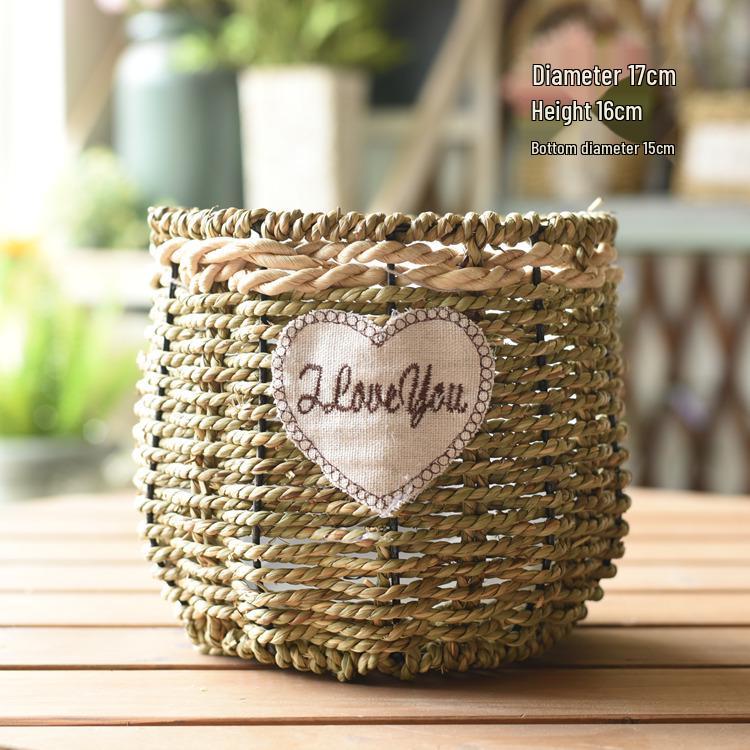 Pastorale Scandinavische Geweven Bloemmand Handtas voor Droogbloemenarrangement en Succulentenpot