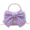 Korean Style Pearl Handbag for Kids Cute Bow Princess Messenger Bag Parent-Child Mini Shoulder Bag