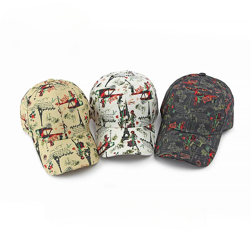 Frühling Neue Koreanische Hüte Damenmode Bedruckte Sonnenschutzhüte Persönlichkeit Hardcap Baseballkappe Herrenkappen