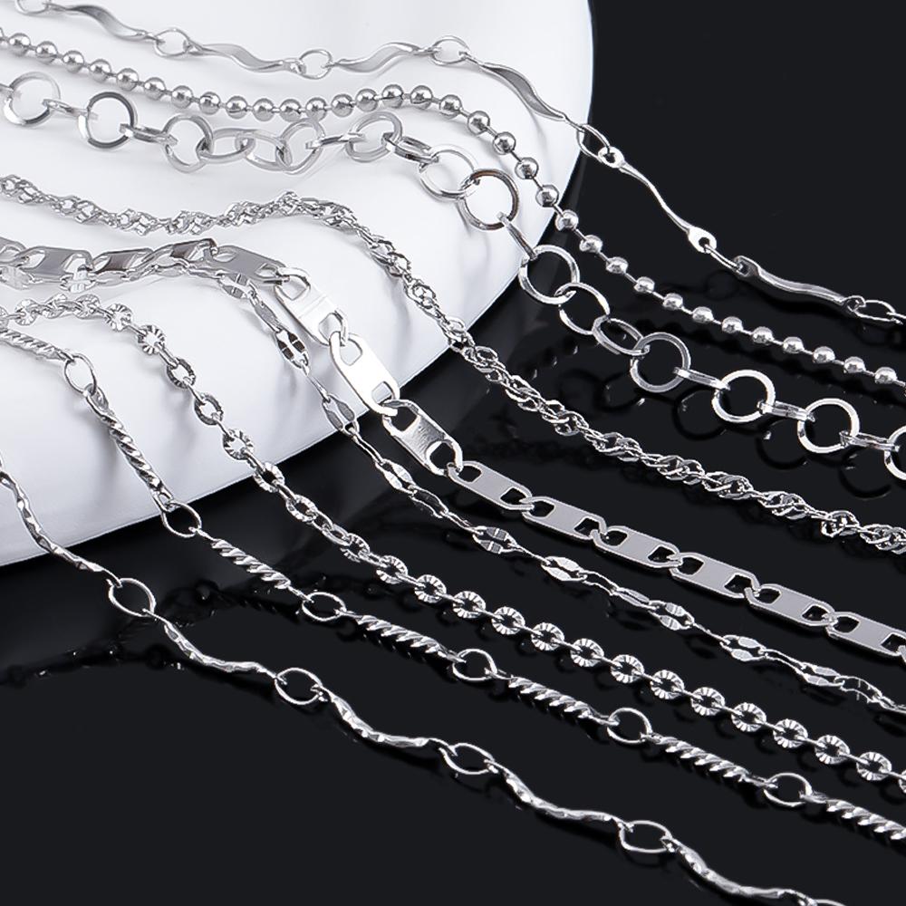 No Fade 1Meter Silver Color Stainless Steel Link Chains DIY Chain for Needlework Necklaces Bracelets Jewelry Making Accessories