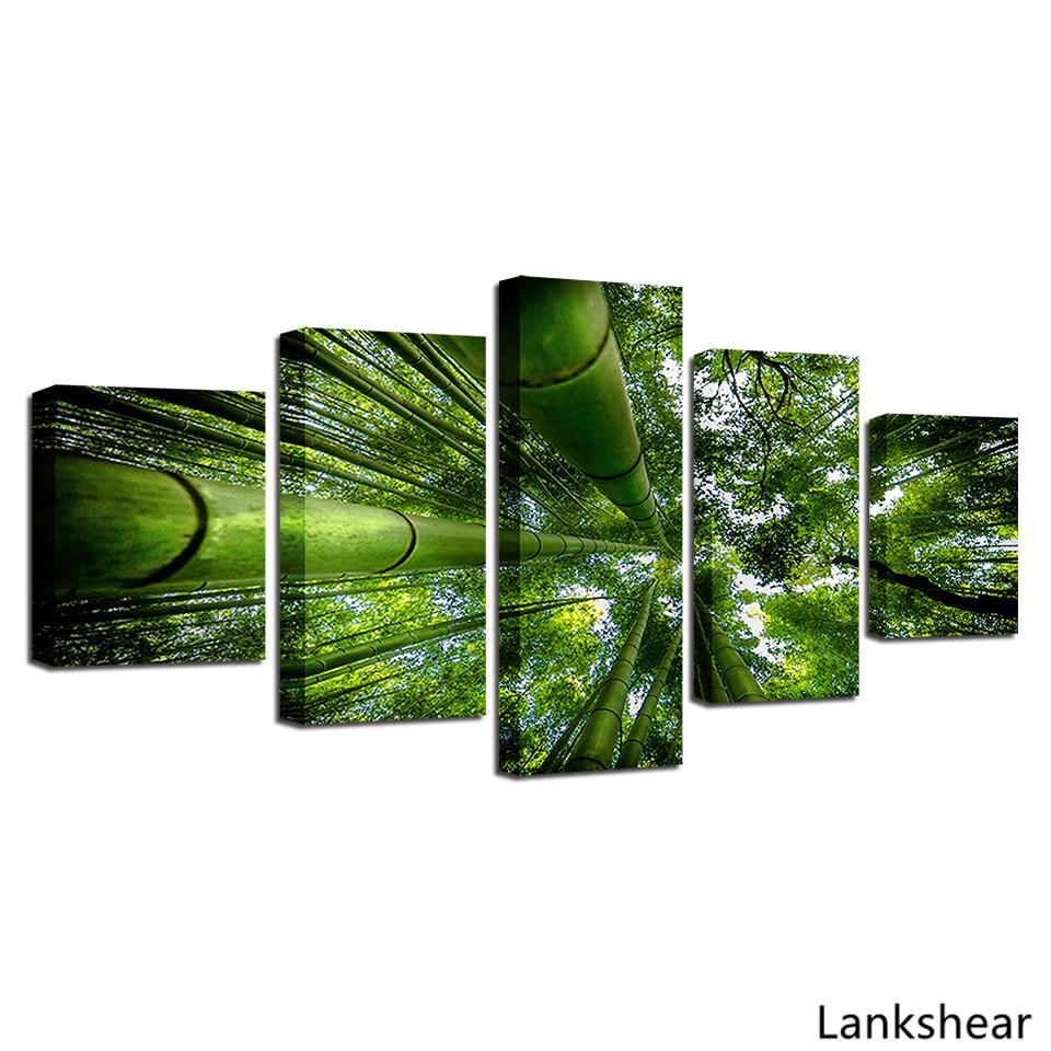 

Картина модульная настенная живопись 5 шт. зеленый лес природный пейзаж холст картина постеры HD печатный декор дома спальня 20x35cm*2 20x45cm*2 20x55cm*1