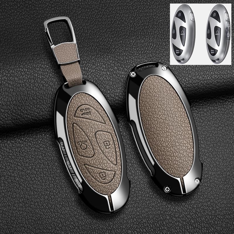Interior Mouldings Alloy Leather Car Key Case Key Cover For Hyundai IONIQ 6 New Grand Prix GN7 For New Kona SX2 Car Protector Ke