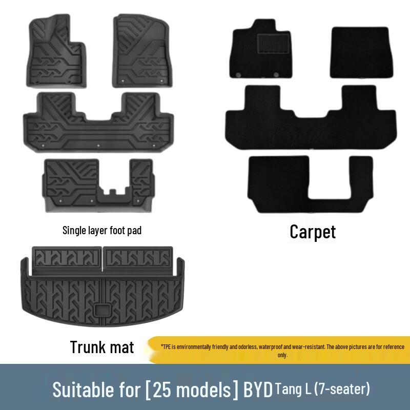 BYD Tang L & ATTO 8 Car Floor Mats - Waterproof TPE Mats & Trunk Cover, Fits 25 Models