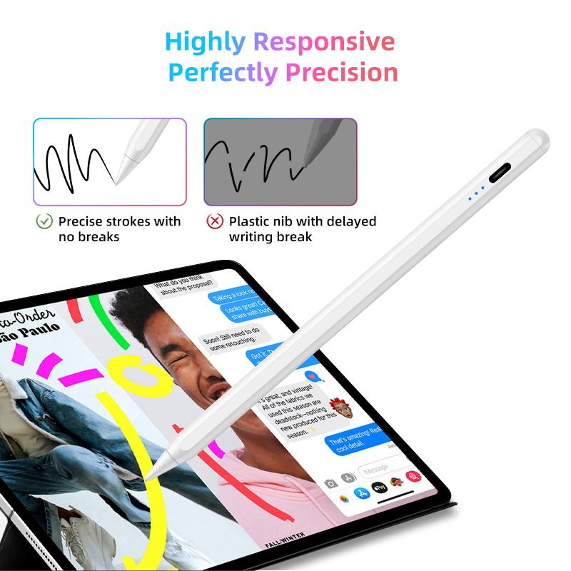 Custom Logo Capacitive Screen Touch Active Tablet Stylus Pencil for Apple Computer Pen With Palm Rejection