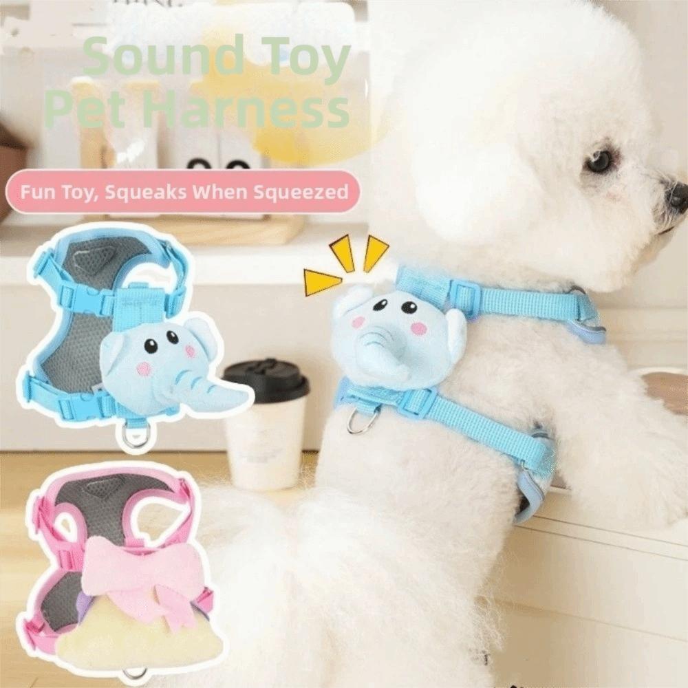Adjustable Dog Harness and Leash Set Lightweight Pet Walking Leash Cartoon Dog Chest Strap Outdoor