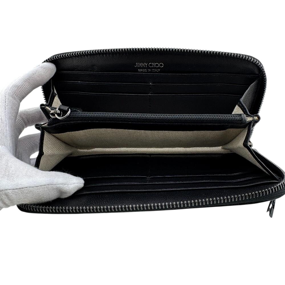 Jimmy Choo Round Zip Patent Leather Purse Black Patent Leather Women Used