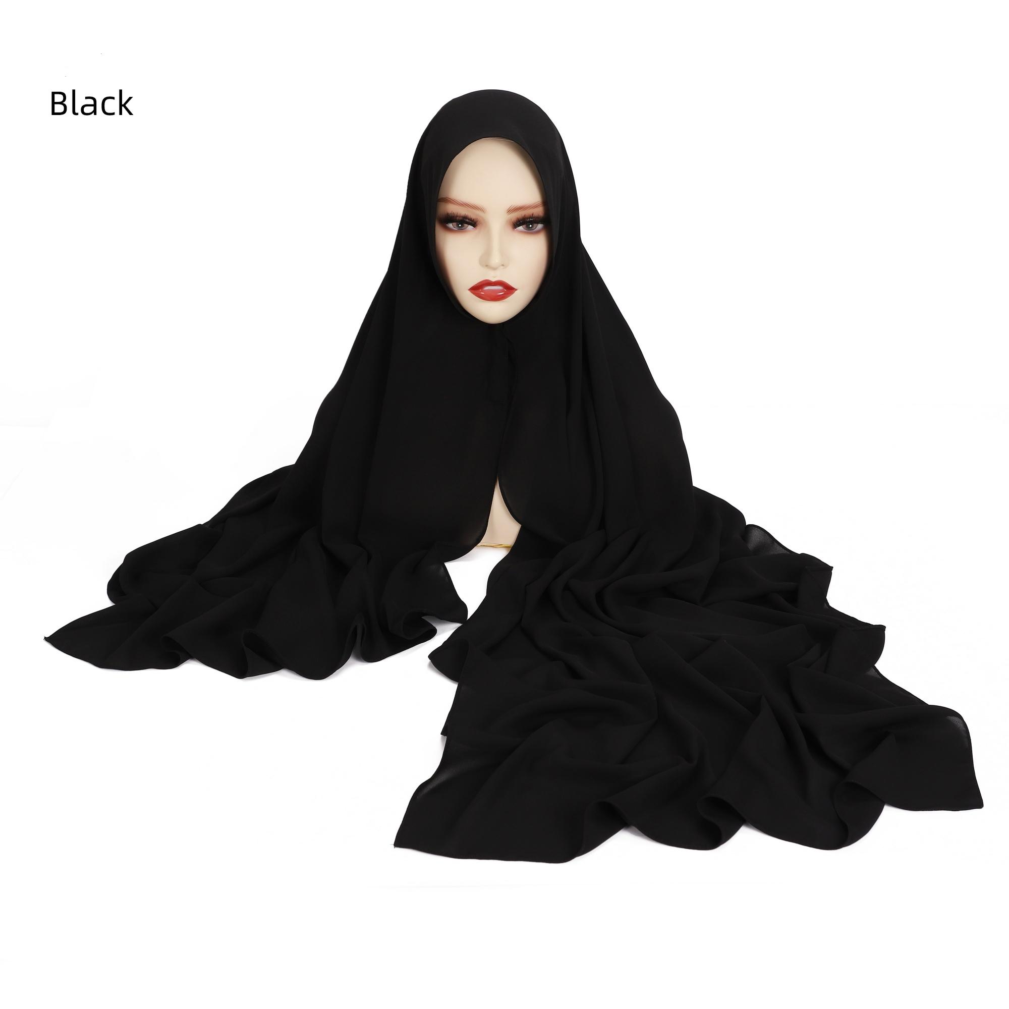 

Women Heavy Chiffon Hijab Scarf Premium Chiffon Muslim Hijabs Plain Good Stitching Maxi Wrap Solid Color Musulman Femme Shawls