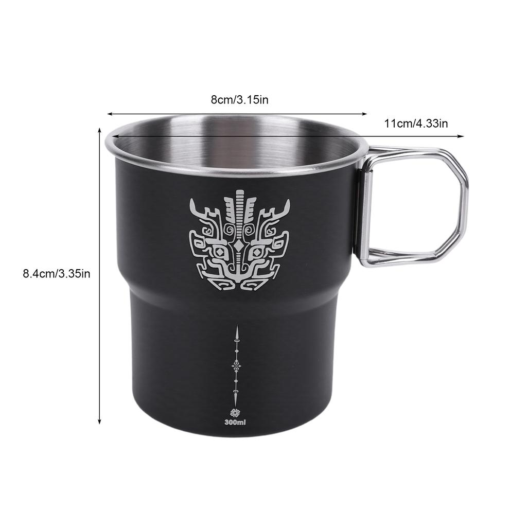 300ml Mountainhiker Camping Cups Stainless Steel Camping Coffee Mug with Foldable Handle Stackable for Tourist Trekking Hiking
