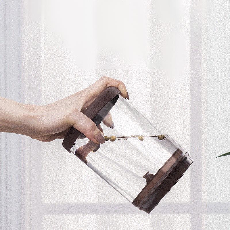 Glass Airtight Canister Kitchen Storage Bottles Jar Sealed Container Tea Coffee Beans Grains Candy Jar With Exhaust Coffee Lover