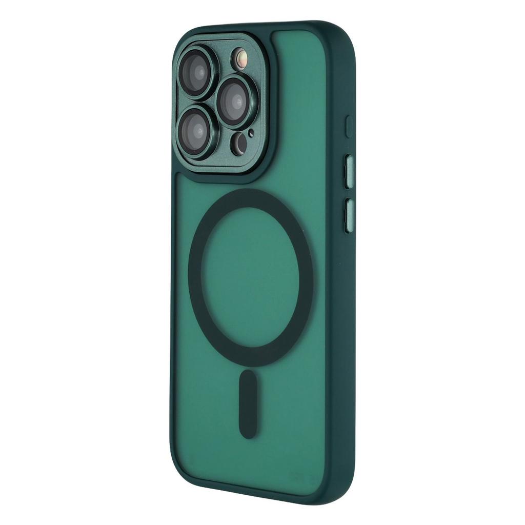 For iPhone 15 Pro Max Case Compatible with MagSafe PC + TPU Matte Phone Cover with Glass Lens Film
