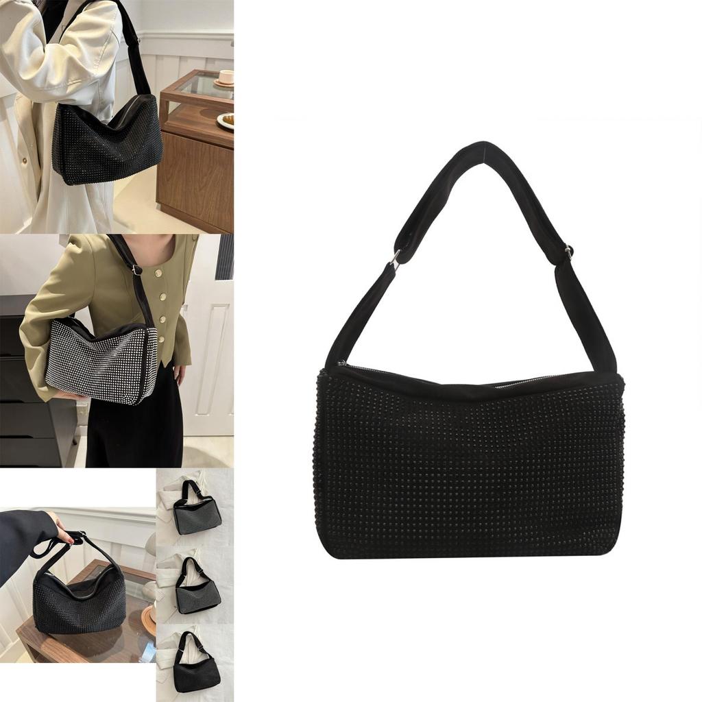 Fashionable Trendy Shiny Rhinestone Tote Bag For Women Elegant Shoulder Crossbody Handbag