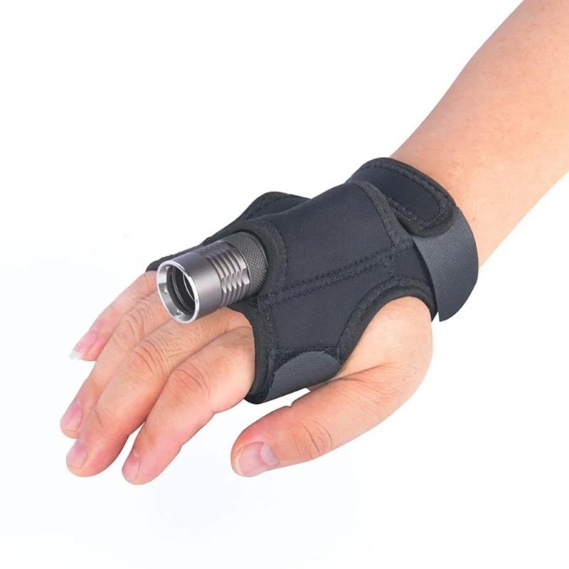 Universal Nylon Diving Flashlight Gloves, Hands‑Free Adjustable Wristband Torch Holder for Underwater Diving Fishing Hunting Outdoor Water Sport Use