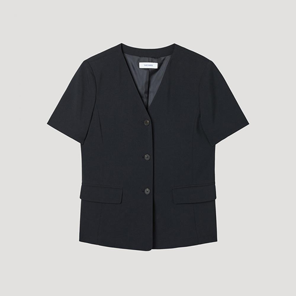 

[shs Miss] Жакет с V-образным вырезом и короткими рукавами Swwjkp22080 Dn DARK NAVY/55