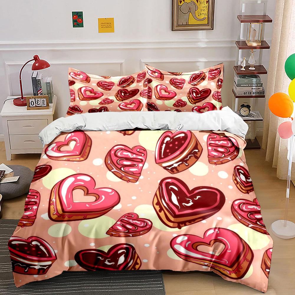 Heart Shaped Decorative Sticker Set Soft Comfortable Duvet Cover Bedding Set Included 1*Duvet Cover & 2*Pillowcases, Gift