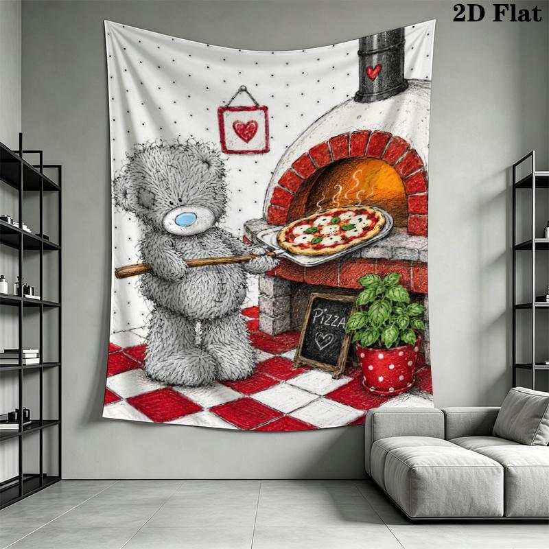 Tatty Teddy Wall Tapestry Aesthetic Wall Hanging Printed Fabric Blanket Decorative Tapestries for Bedroom Living Room Home Decor