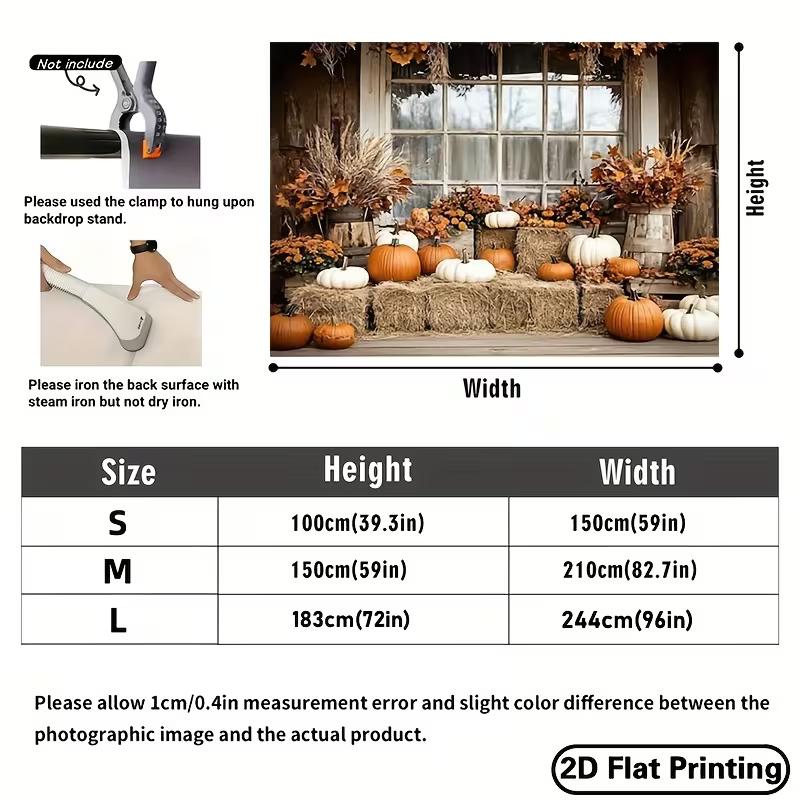 Rustic Fall Pumpkin Tapestry Farmhouse Porch Scene Wall Hanging for Party & Photography