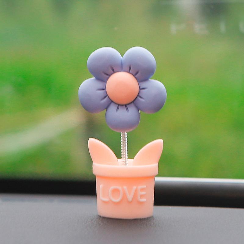 

Милый мультяшный автомобиль, центральная консоль, имитация цветка в горшке, настольные украшения, креативное качающееся украшение для автомобиля в горшке