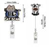 Cartoon Sequins Acrylic Badge Holder Retractable Badge Holder with Metal Pocket Clip Keychain Accessory For Nurse Doctor