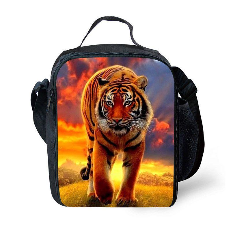 Animal School Lunch Bags Kids Boy's Food Carriers With Soft Handle For Travel