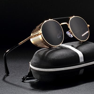 1 Stück Gothic Steampunk Sonnenbrille Polarisierte Herren Damen Markendesigner Vintage Runde Metallrahmen