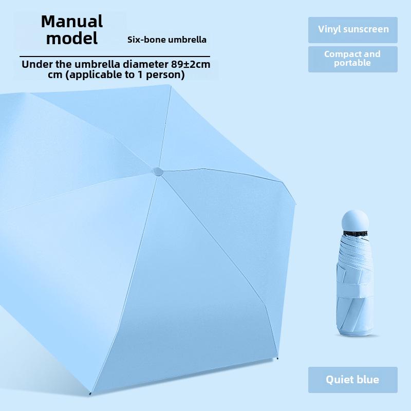 Portable Women's Sun Protection Umbrella - Mini Black Capsule Design