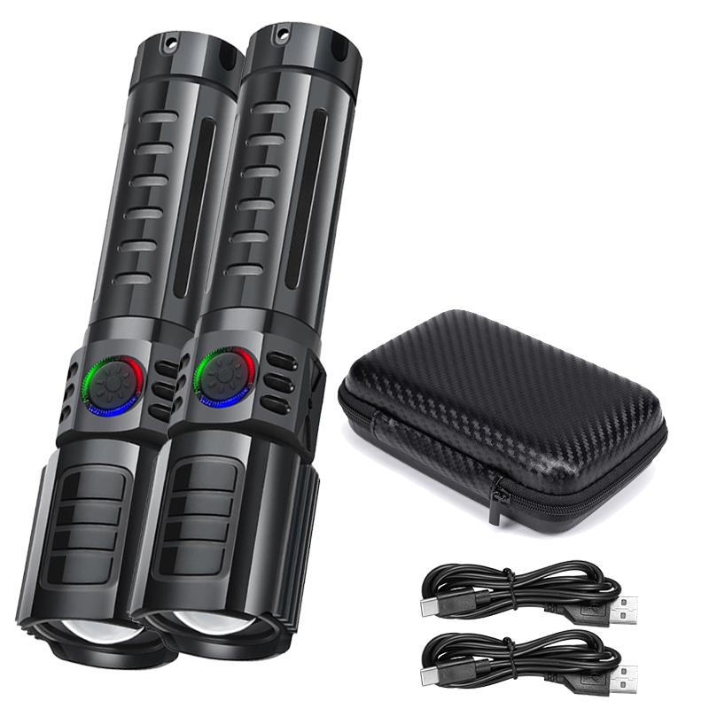 Powerful LED Flashlight Rechargeable USB Built-in Lithium Battery Waterproof Zoom Fishing Hunting Camping Tactical Flashlight