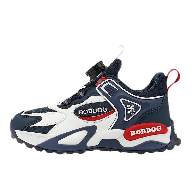 Babu Bean Children's Classmate 2025 Autumn Leather Surface Waterproof Rotating Button Boys Sneakers Children's Running Shoes Tide