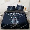 Cartoon Astronaut Outer Space Bedding Set Teens Boys Home Piece Duvet Cover Set Pillowcase Single Twin King Quilt Cover Set