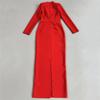 Elegant Hand-Beaded Long-Sleeve Bandage Evening Dress