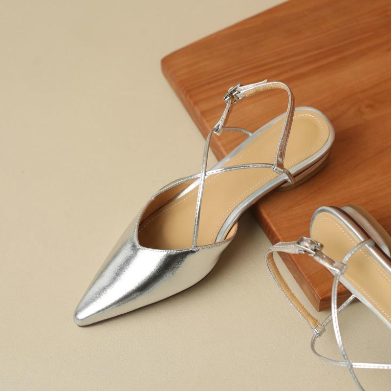Fashion Women Baotou Sandals Fashion Pointed High Heels Sexy Slingbacks Women Sandals Comfort Elegant Silver Single Shoe Sandalias Mujer