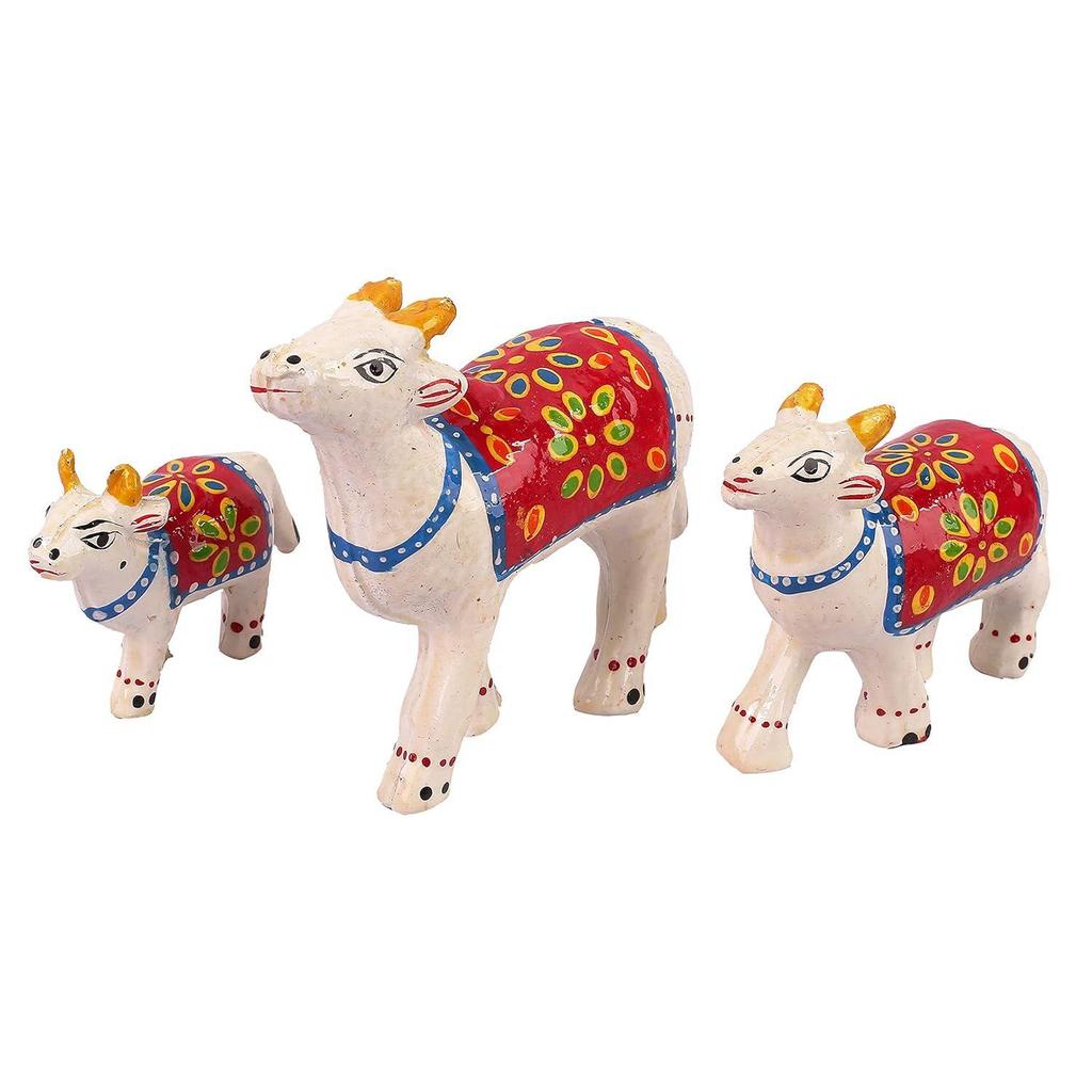 Paper Mache Traditional Handcrafted Cow Showpiece for Enhance for Home Festive Gifting, Housewarming Decoration