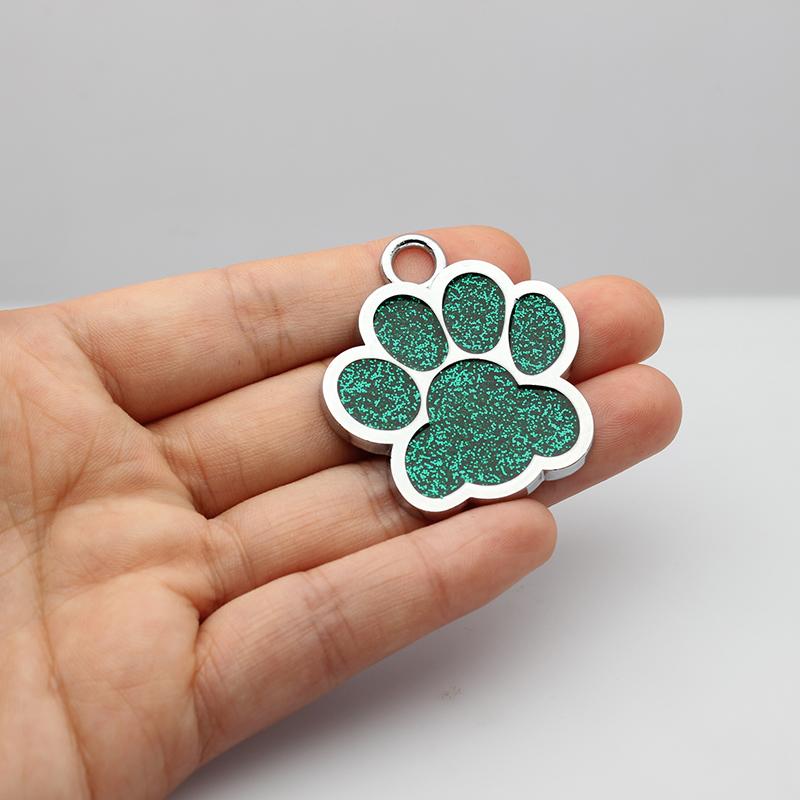 30pcs/lot 40mm Big Paw Print Pendant Charms For Jewelry Making Glitter Hang Charm DIY Keychain Pet Collar Accessories
