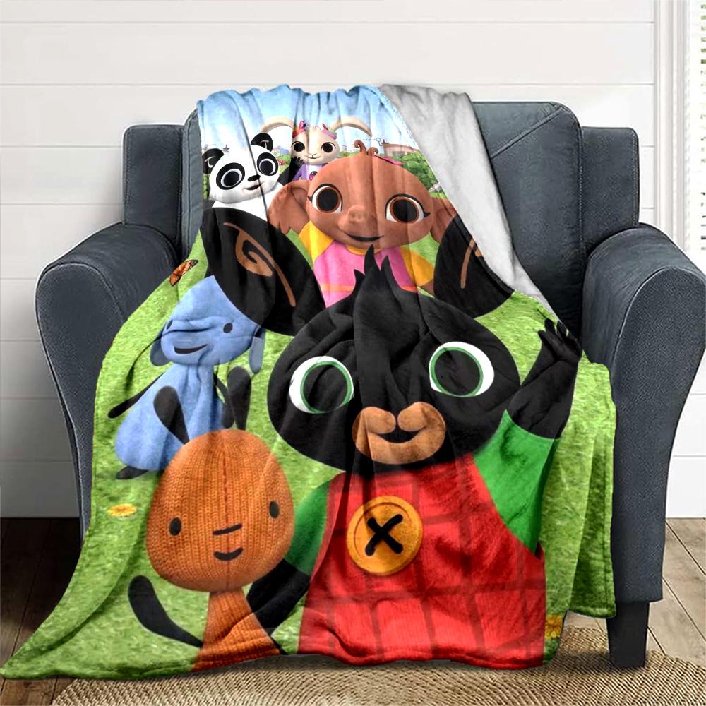 Bing Cartoon Print Flannel Blanket High Quality Warm Comfortable Cover for All Seasons Perfect for Gifts Home Decor