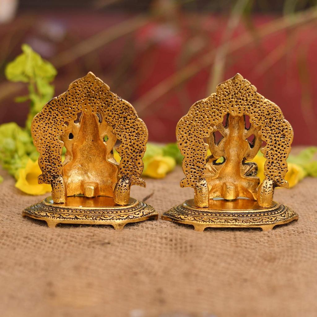 Laxmi Ganesh Set Idol Schauobjekt Metall Vergoldet Lakshmi Ganesha Idole für Diwali Geschenke Puja (Set 1)