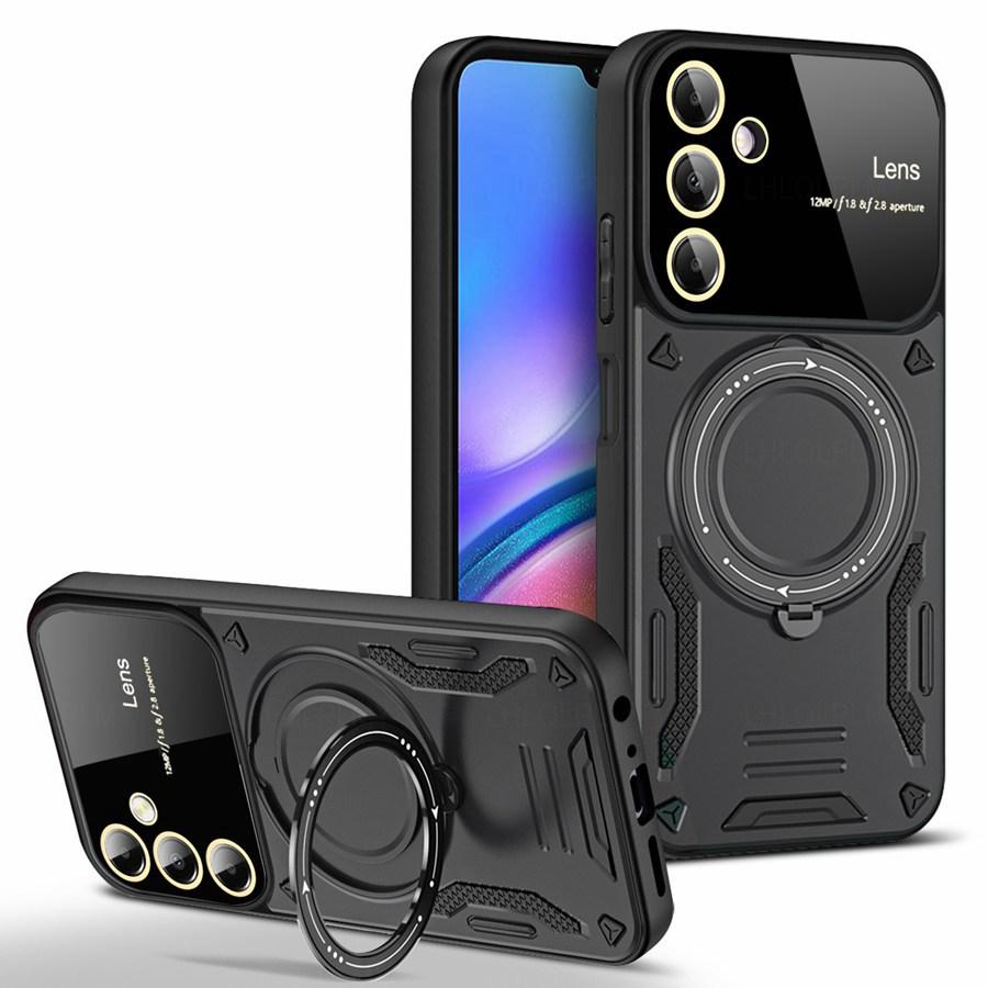 Rotating Bracket Big Lens Protection Cover For Samsung Galaxy A37 A57 S26 A54 A34 A14 5G A26 A13 A15 A25 A16 A36 A35 A56 A33 A17 A53 A55 Armor Case