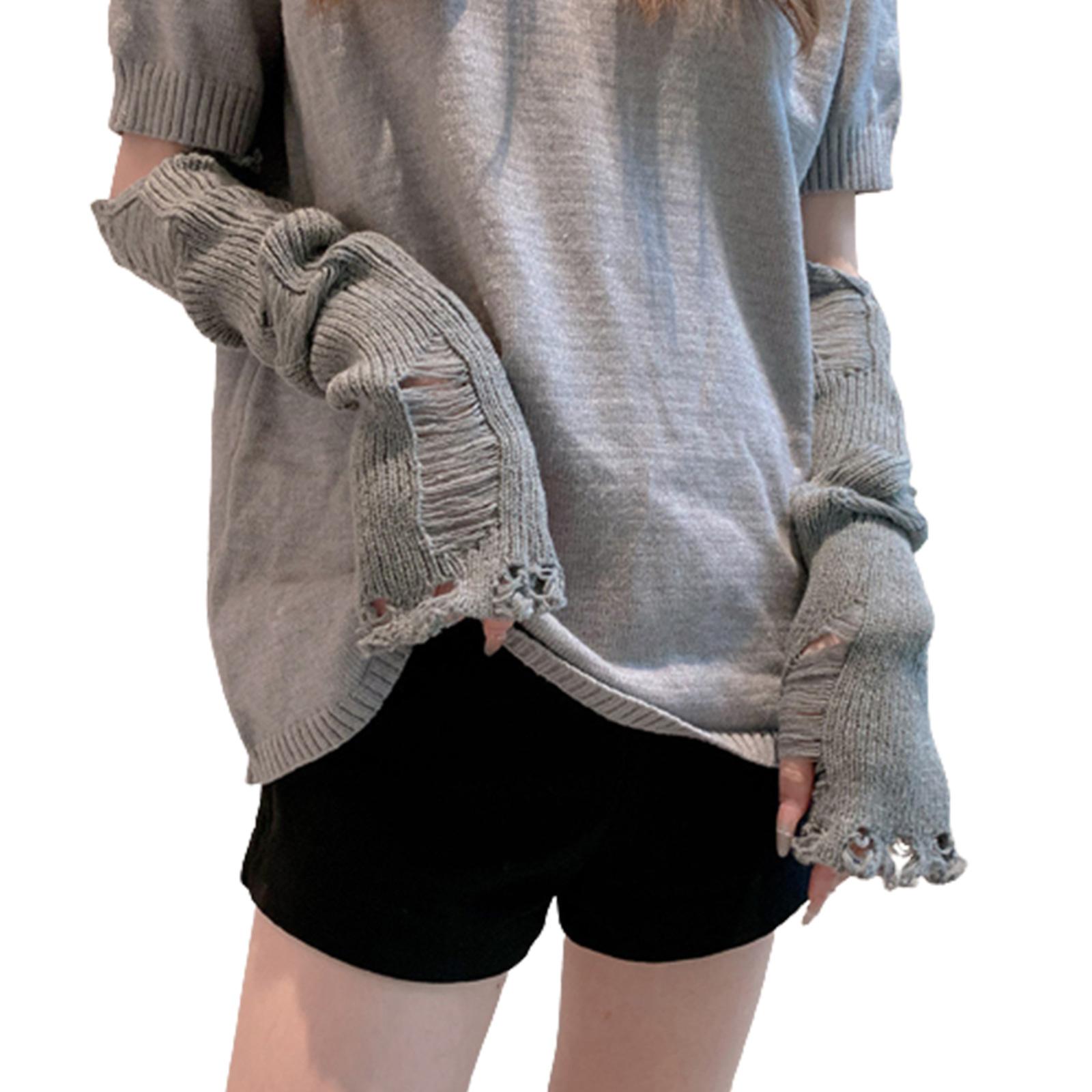 

Girls Gothic Gloves Distressed Gloves Accessories For Fingerless Gloves Tattered Sleeve Gothic for Teens сірий