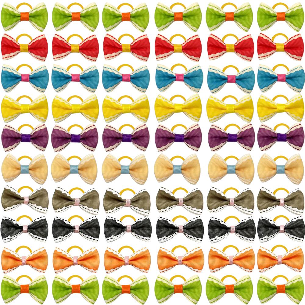 100pcs Pet Accessories Dog Hair bows Fashion Cute Dog Bows Rubber Bands Pet Hair Collar Decoration for Dog Accessories