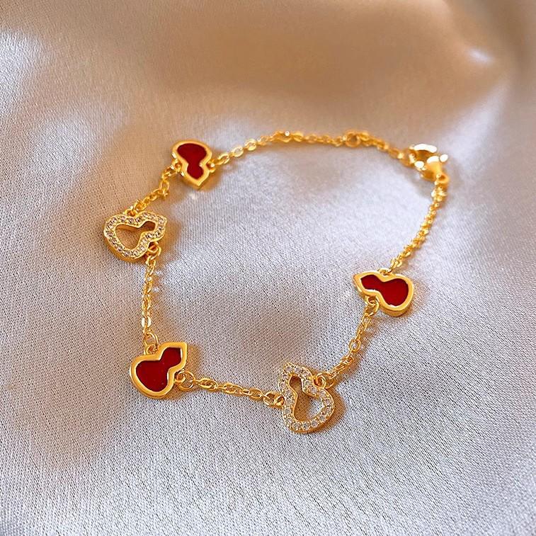 Elegant Zircon Gourd Patchwork Bracelet - Versatile Light Luxury Accessory