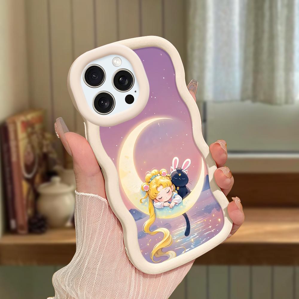 Big Wave Edge Soft Silicone Material Macaron Phone Case Shockproof Protective Rubber Casing for iPhone Samsung Huawei Honor Xiaomi Redmi OnePlus Moto