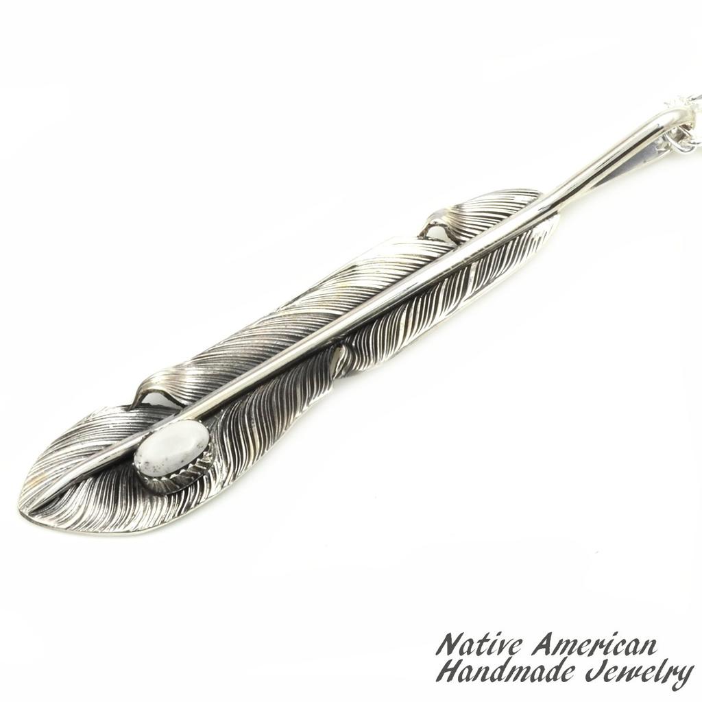 [STERLING SILVER 925] Feather Silver Necklace Pendant Chain AMTHANE-002
