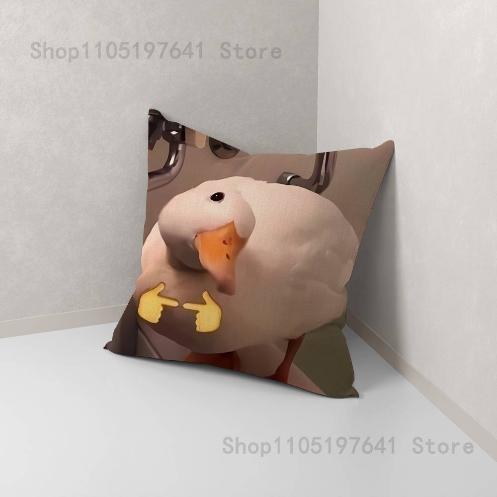 Funny D-DucK Goose meme Anime Celebrity Merchandise All-Match Printed Pillow Case Sofa Car Office Room Decoration Protector