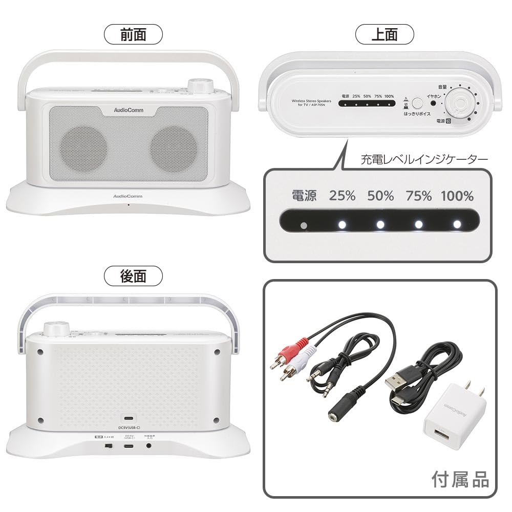 OHM AudioComm Wireless Earphone Speaker with Clear Sound, Easy Operation, and Charging Cradle, ASP-705N, 03-2076, OHM Electric