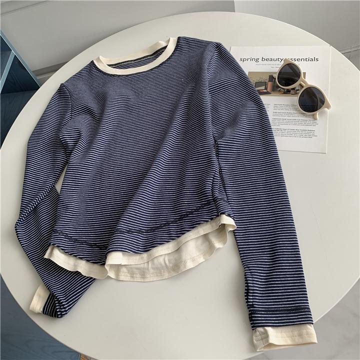 

Женский осенний полосатый топ с длинными рукавами, облегающий, с цветными блоками M