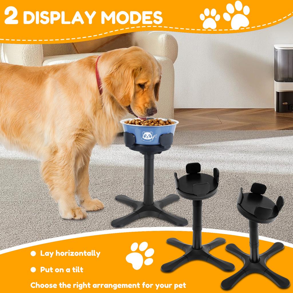 Adjustable Dog Bowl Stand Stable Elevated Dog Bowl Stand With Stainless Steel Bowl 2 Placement Modes Non Slip Tilted Pet Bowl